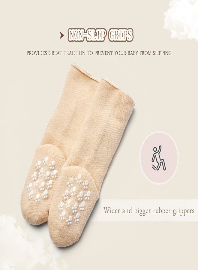 Aisyee Toddler Girls Non Slip Winter Warm Socks with Grips for Baby Girls Non Skid Terry Socks 6 Pack 2-4 Years - Image 5
